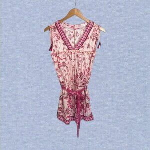 Poupette St Barth Pink Floral Sleeveless Romper